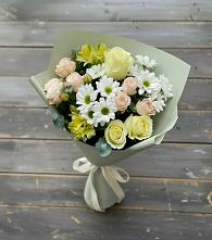 Букет цветов из:  Альстромерии, Розы и Хризантемы в Красочном