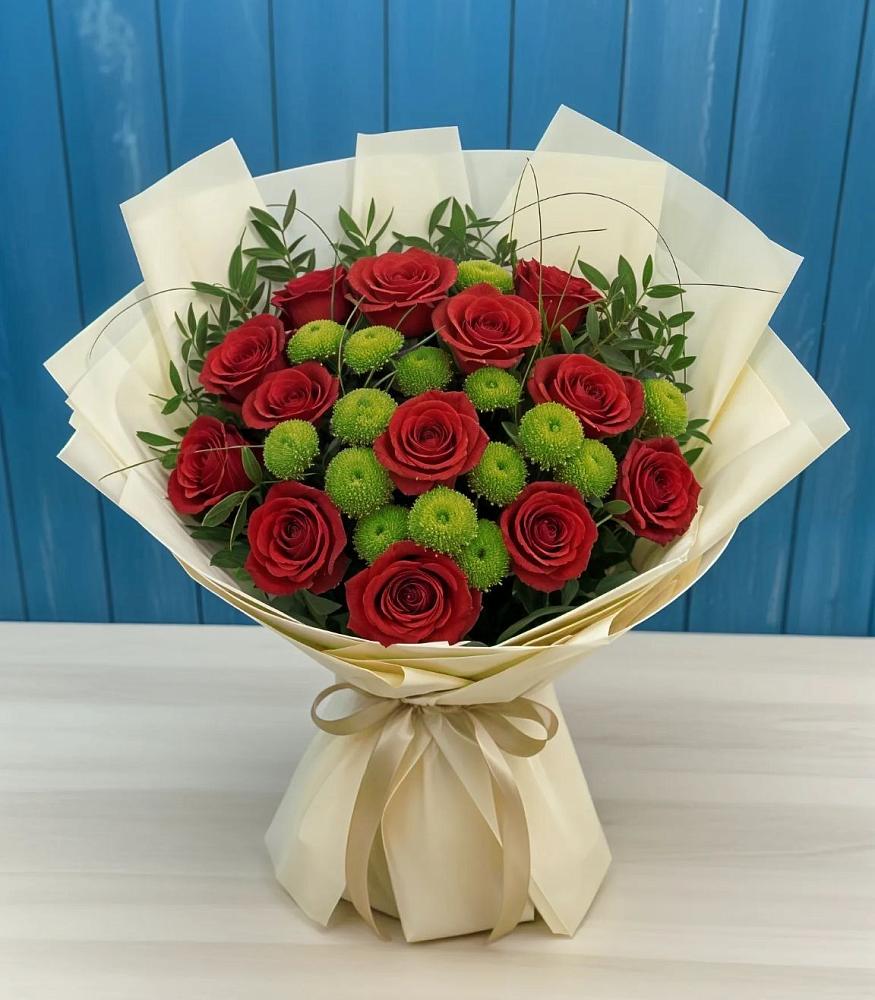 Букет цветов из: Розы и Хризантемы в Красочном